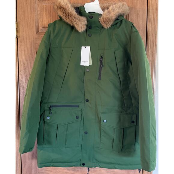 NWT Goodfellow Men’s Green Coat Size Large Water & Wind Resistant Insulated - Picture 1 of 16